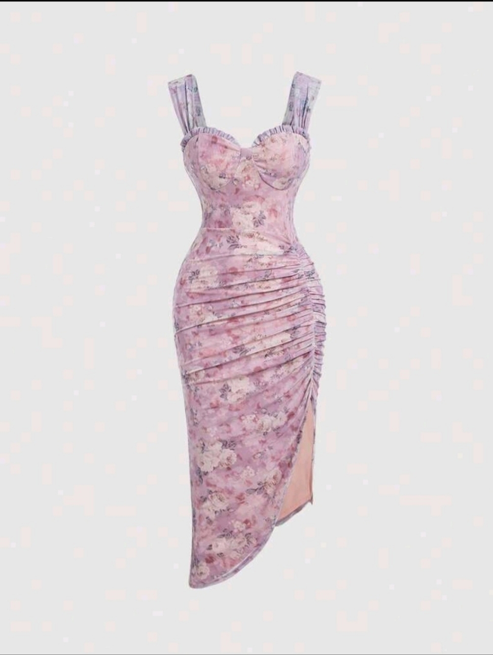 SHEIN Pink Floral Midi Dress